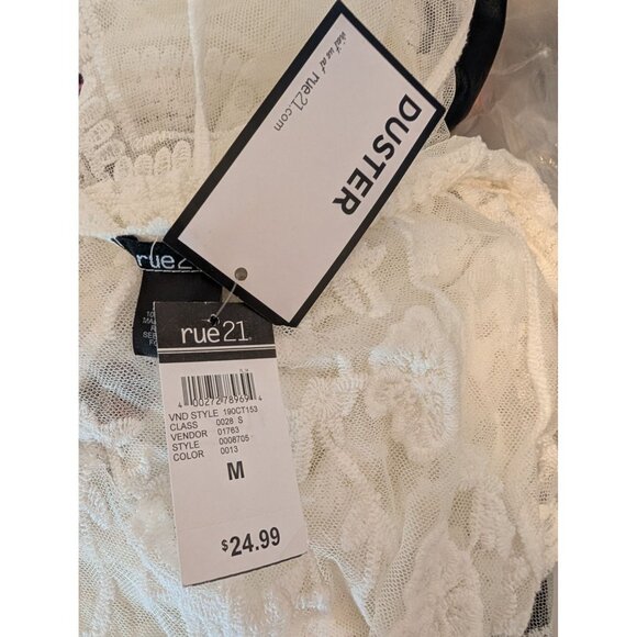 Elegant Sheer White Lace Kimono Cardigan Duster Medium Boho Cottagecore - Picture 6 of 6